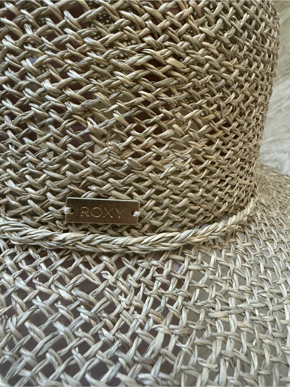 Roxy Natural Straw Sun Hat with Braided Trim - Picture 2 of 4